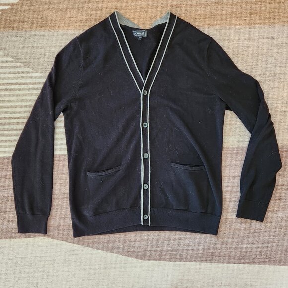 Express black cardigan with gray accents - Picture 1 of 6